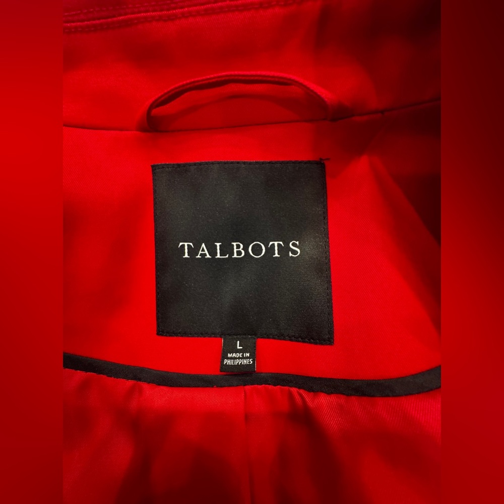 Talbots Vibrant Red Button-Up Trench Coat - Picture 7 of 10